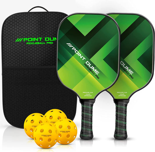 Carbon Fiber Pickleball Paddle Set – 2 Paddles + Balls