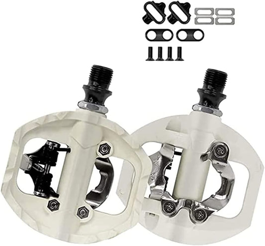 MTB Mountain Bike Pedals Compatible with Shimano SPD 9/16" Bicycle Flat Platform Dual Function Sealed Clipless Pedals with Cleats for Road Mountain Bike